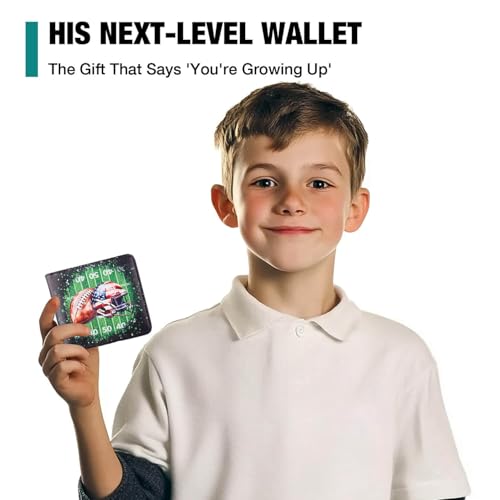 Amutta Kids Wallet for Boys, Cool Teen Boys Wallet for Kids Ages 4-5-6-7-8-9-10-11-12-13-14-15-16, Leather Wallet for Teen Boy, Bifold Bi Fold Football Teenage Teenager Youth Gift Christmas Birthday - Image 2