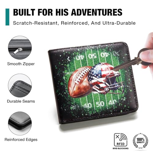 Amutta Kids Wallet for Boys, Cool Teen Boys Wallet for Kids Ages 4-5-6-7-8-9-10-11-12-13-14-15-16, Leather Wallet for Teen Boy, Bifold Bi Fold Football Teenage Teenager Youth Gift Christmas Birthday - Image 5