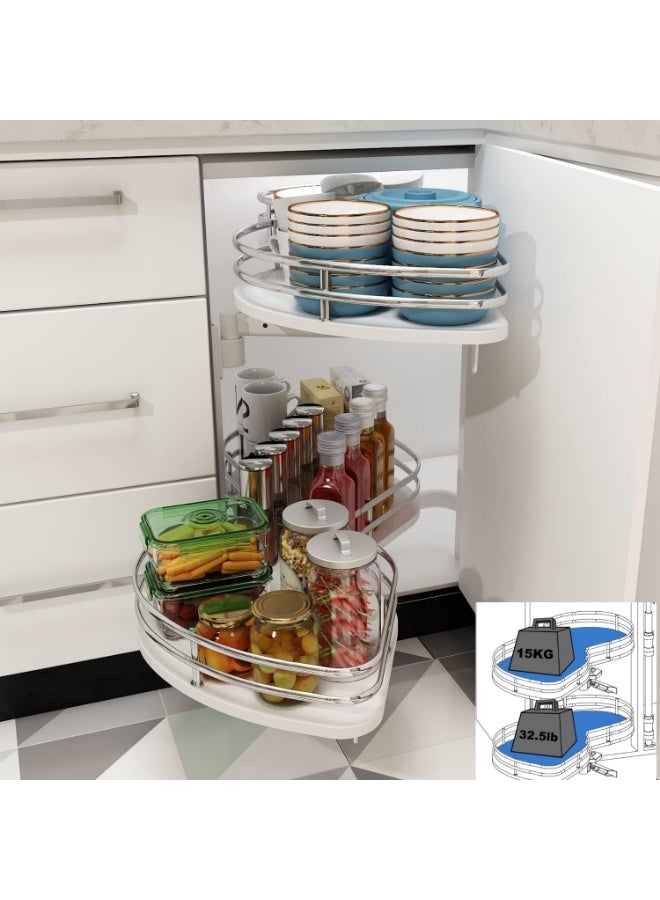 Zeeco Kitchen Cabinet Blind Corner Pullout Organizer for 900mm Cabinet, 2 Tiers Swing Tray, Soft Close, Left Handed Open - Image 3