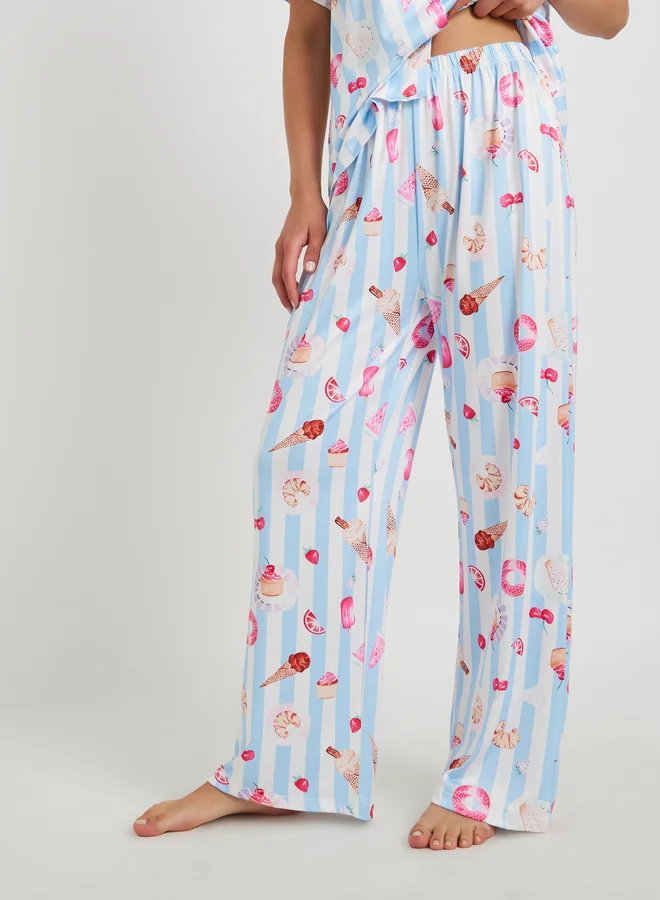 Take Two Take Two All Over Printed Short Sleeve Shirt and Pyjama Set