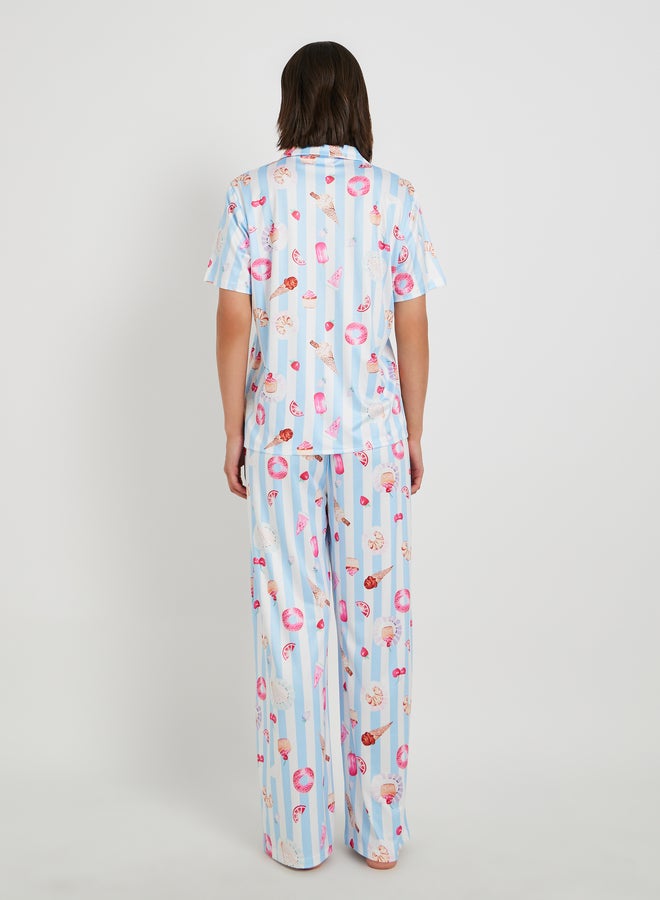 تايك تو طقم بيجامة قصير بأكمام قصيرة مطبوع بالكامل - Image 5