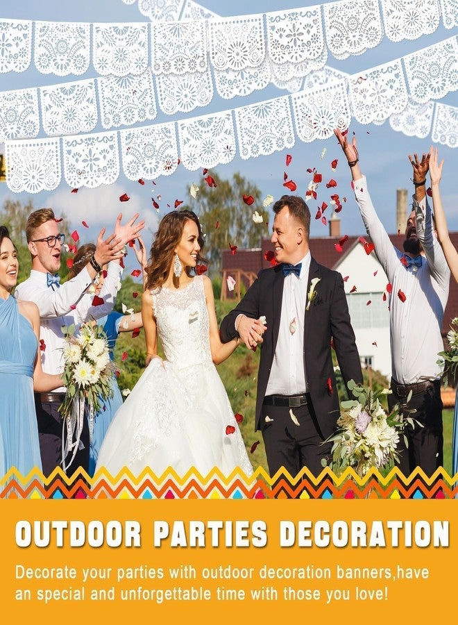 EggSun 6 Pack White Papel Picado Banner Mexican Party Banner Wedding Fiesta Party Dia De Los Muertos Cinco De Mayo Mexico Decoration,Papel Picado Mexicano para Decor - Image 4