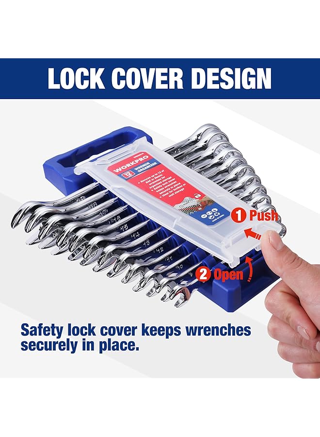 ووركبرو منظم مفاتيح ربط من قطعتين، حامل مفاتيح ربط بلاستيكي بـ 24 فتحة مع غطاء قفل، متوافق مع النظام المتري وSAE (حتى 19 مم أو 7/8 بوصة)، حامل مفاتيح ربط عالي الجودة مع مقبض حمل - Image 4