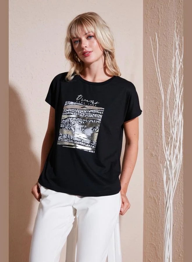 Lela Lela Printed Crew Neck Regular Fit T-Shirt Women's T-Shirt 6671000