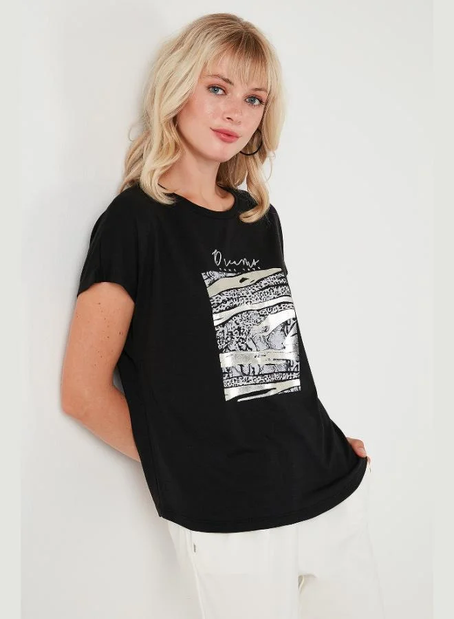 Lela Lela Printed Crew Neck Regular Fit T-Shirt Women's T-Shirt 6671000