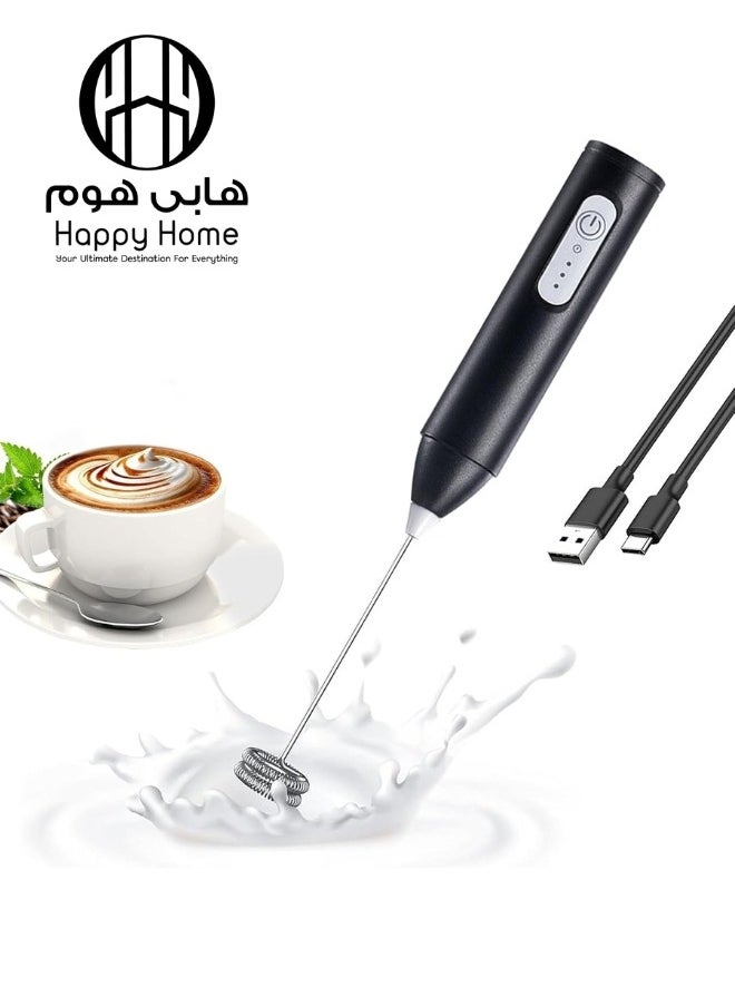 Happy Home - USB-C Rechargeable Handheld Drink Mixer, Handheld Milk Frother, Portable Electric Drink Mixer, Mini Frothing Maker for Hot Chocolate, Frappe, Latte - Image 1