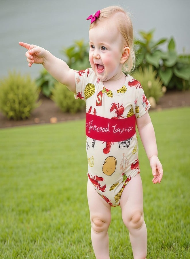 KMBANGI Newborn Baby Boy Girl Crawfish Outfit Short Sleeve Crawfish Boil Shirt Lobster Smocked Romper Summer Clothes 0-18M (Multicolor, 3-6 Months) - Image 5
