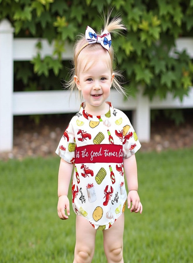 KMBANGI Newborn Baby Boy Girl Crawfish Outfit Short Sleeve Crawfish Boil Shirt Lobster Smocked Romper Summer Clothes 0-18M (Multicolor, 3-6 Months) - Image 3