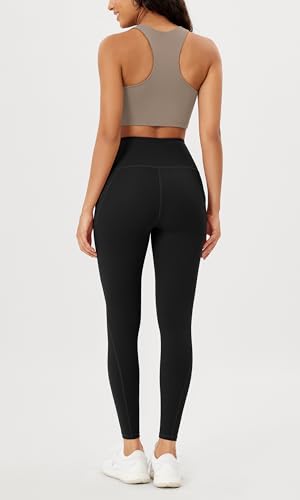 ODODOS Women's High Waisted Full Length Yoga Leggings with Pockets, 28" Inseam Tummy Control Non See Through Workout Athletic Running Yoga Pants, Black, Medium - Image 4