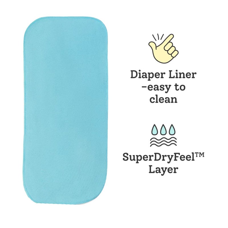 Superbottoms باقة قيمة مكونة من 5 قطع من سوبر بوتومز للأطفال - مجموعة وسادات قطن عضوي ماجيك دراي + 3 بطانات فليس حفاضات (أوراق علوية سهلة التنظيف) | ماص سريع الجفاف (نمط مطوي مسبقًا) + مجموعة بطانة حفاضات - Image 5