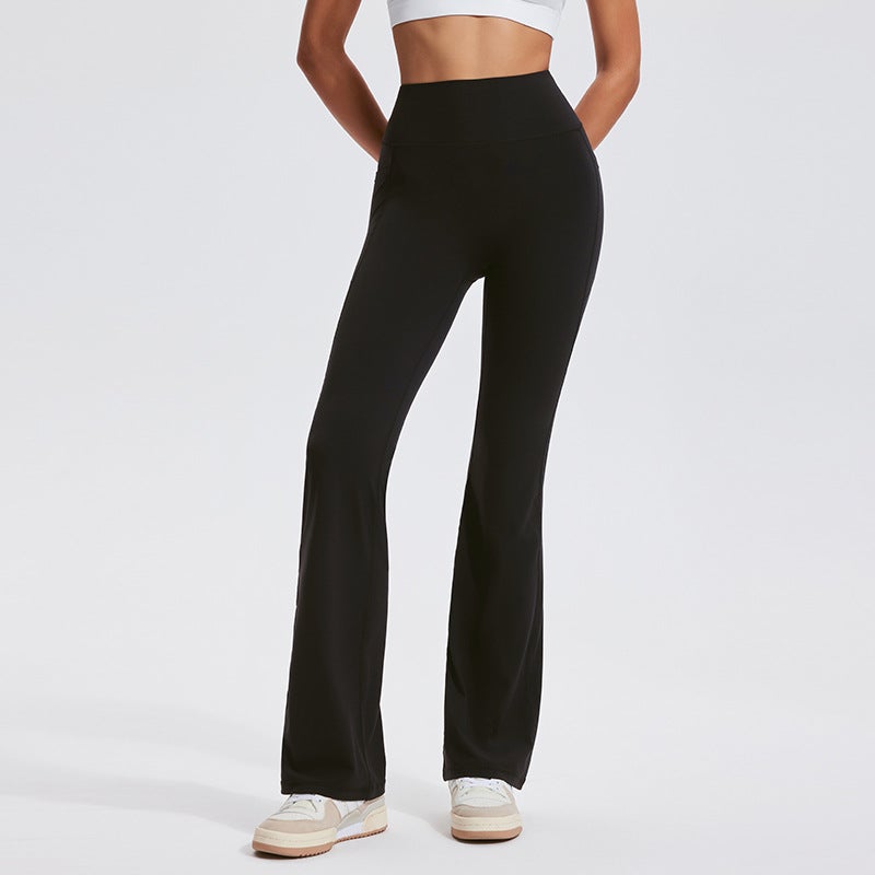 Leggings Black Regular Sports Flared Pants for Women's High-waisted Butt-lifting Yoga Warm Fleece-lined Dance Slightly Fitness Long