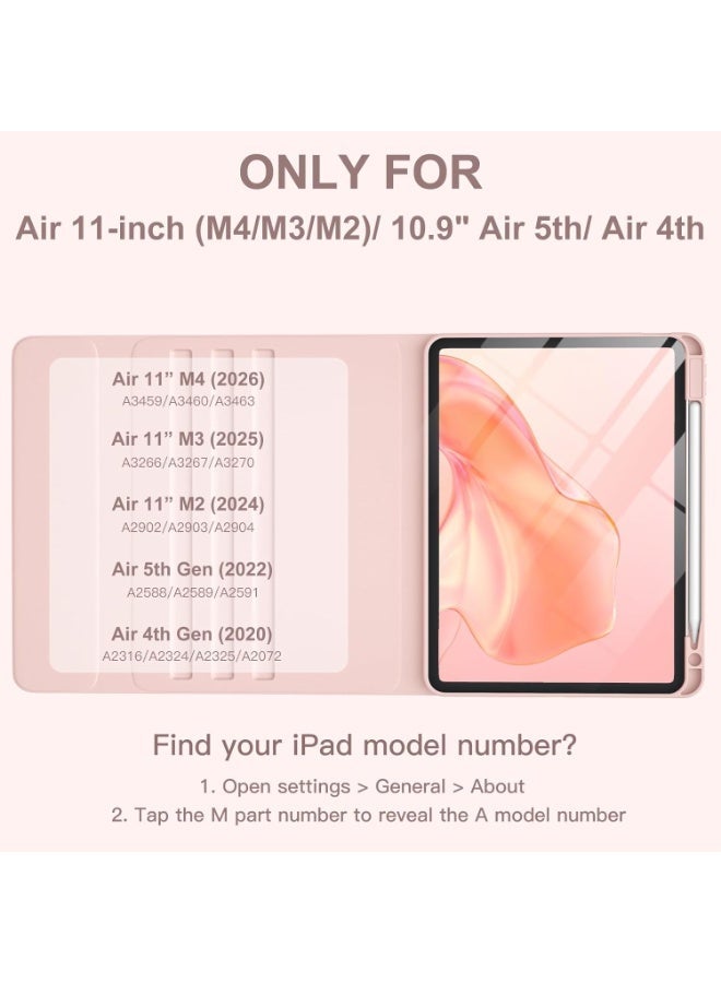 حافظة مع لوحة مفاتيح مضيئة قابلة للفصل لجهاز iPad Air مقاس 11 بوصة M3 وM2 موديلات 2025 و2024 وiPad Air الجيل الخامس والرابع مع حامل قلم باللون الوردي - Image 5