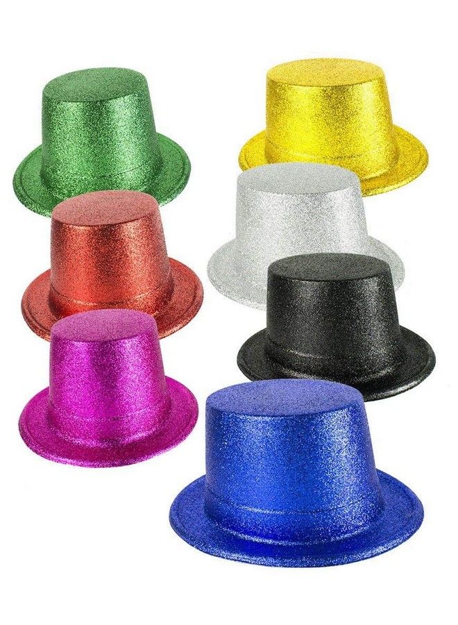 Fun Central 12 Pack Bright Glitter Top Hat For Women & Men Assorted Colors - Image 1
