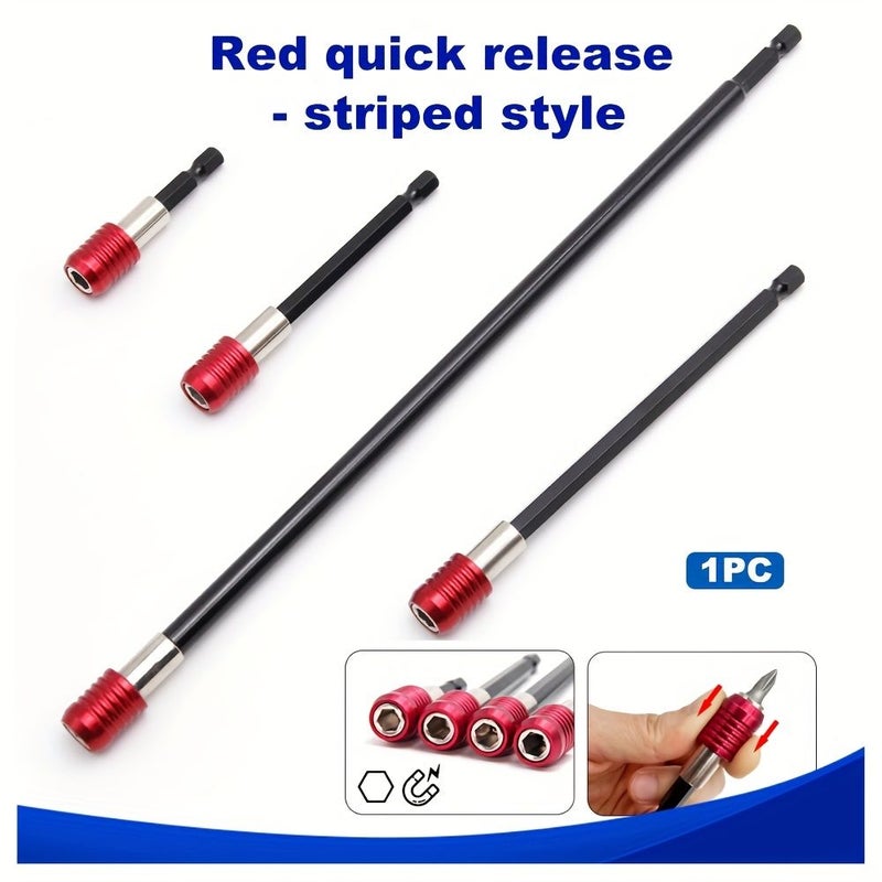 Hex Shank Red Quick Release Self Locking Adapter Rod 150mm Power Tool Accessory - Image 1