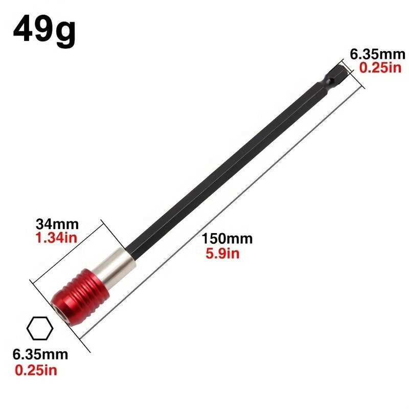 Hex Shank Red Quick Release Self Locking Adapter Rod 150mm Power Tool Accessory - Image 5