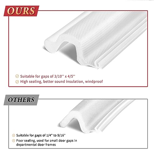 Fingwerk 26 Feet Long Reach Weather Stripping Door Seal, Fingwerk V-Shaped Replacement Door Seal Strip Foam Kerf Weather Stripping for Doors Frame Door Insulation Strip, Easy Cut to Size(White) - Image 4