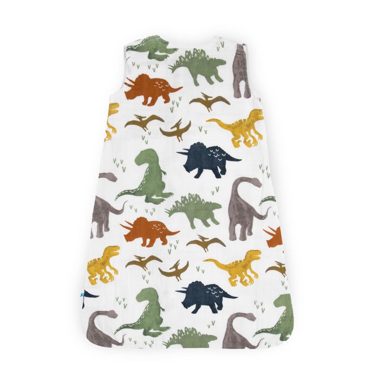 Little Unicorn 0-6 Month Premium Muslin Sleep Sack 1.1 TOG | Soft & Breathable Muslin Cotton for safer sleep | 2 way zipper (Dino Friends) - Image 5