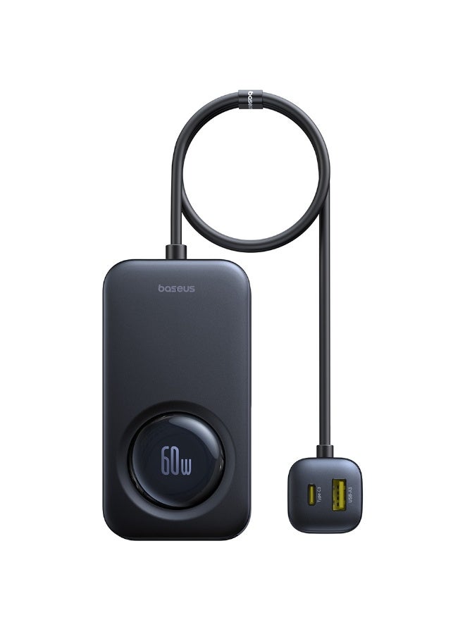 Baseus PrimeTrip VW1 Car Charger with Retractable Cable 60W – Cosmic Black - Image 1