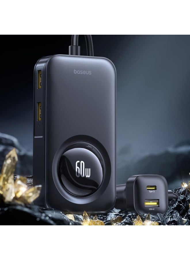 Baseus PrimeTrip VW1 Car Charger with Retractable Cable 60W – Cosmic Black - Image 2