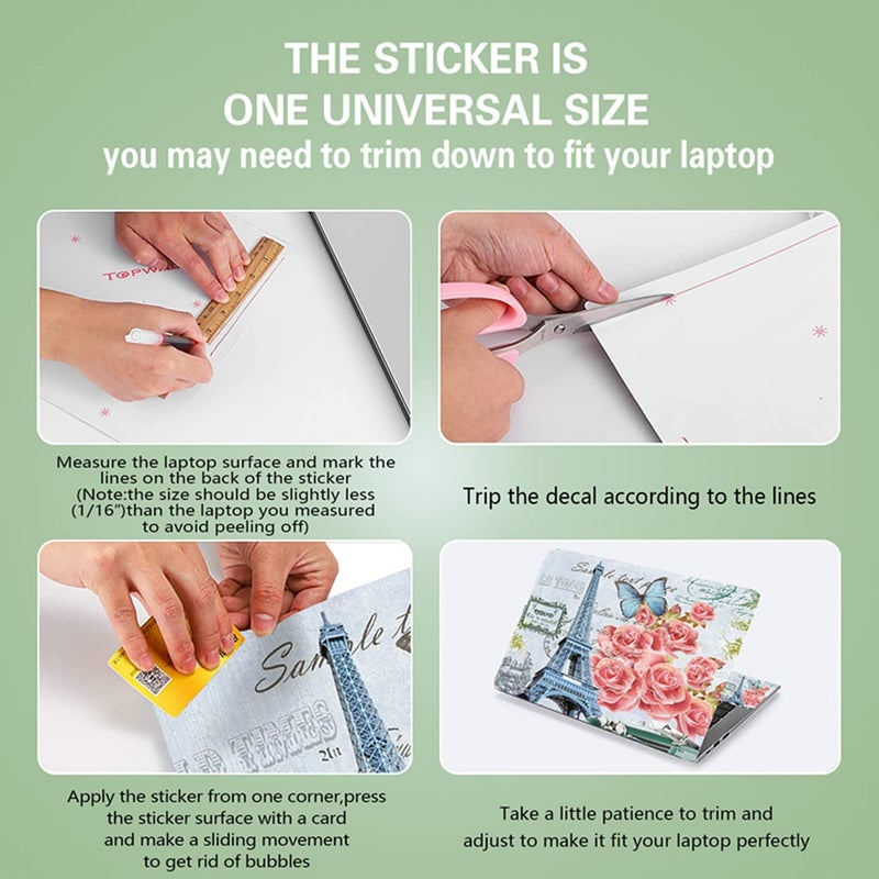 ICOLOR FY-NEK-024 Laptop Decal,Eiffel Tower 12-15.6 Inch Art Decal Cover Protector Notebook PC Skin - Image 3