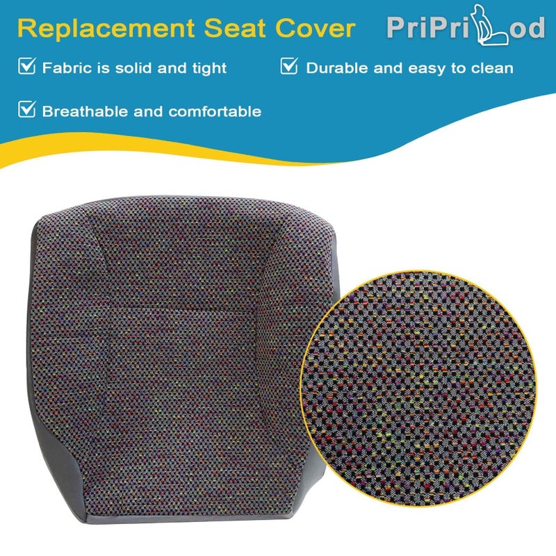 Priprilod Cloth Mist Gray Driver Side Bottom and Foam Cushion Replacement Seat Cover Compatible with Dodge Ram 1500 2500 3500 1998 1999 2000 2001 2002 - Image 2