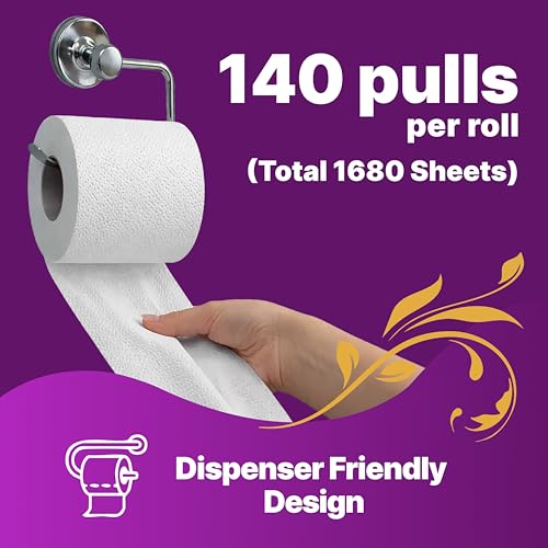 Origami Luxuria 3 Ply Toilet Tissue Paper Roll - Pack of 12 (140 Pulls Per Roll, 1680 Sheets) - Image 3