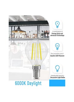 Y&D LED E14 Bulb, Small Edison Screw Golf Ball P45 4W Dimmable G45 SES Filament Cool White 6000K, Vintage Mini Globe Round Light Bulb 40W Incandescent Equivalent (4 Pack)  - Image 5