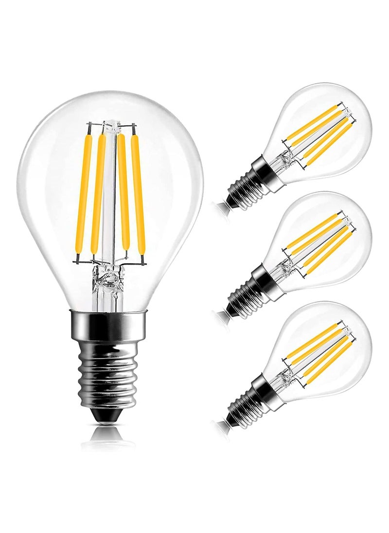 Y&D LED E14 Bulb, Small Edison Screw Golf Ball P45 4W Dimmable G45 SES Filament Cool White 6000K, Vintage Mini Globe Round Light Bulb 40W Incandescent Equivalent (4 Pack)  - Image 1