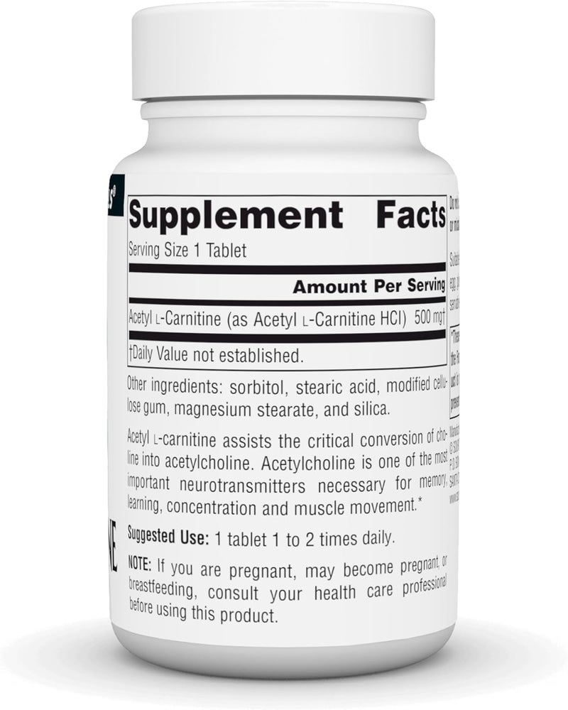 Source Naturals Acetyl LCarnitine 500mg 30 Tablets - Image 2