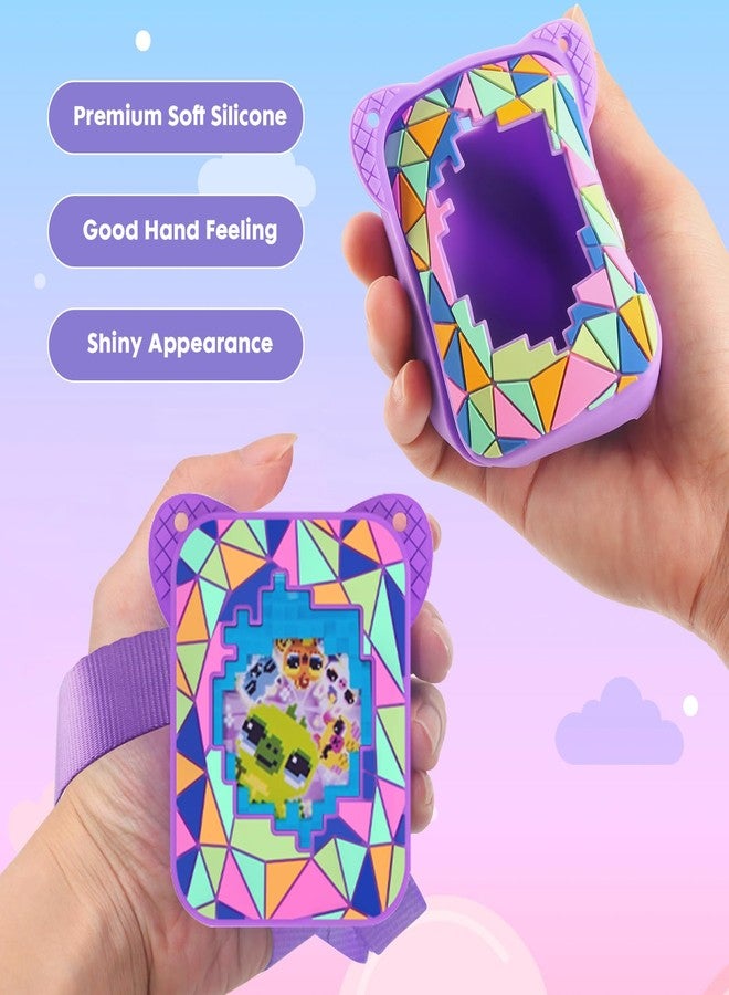 Taladad Silicone Cover Case for Bitzee Magicals Interactive Toy Digital Pet and Case,Case with Lanyard,Protective Case Holder Skin for Bitzee Virtual Electronic Pets for Girls & Boys Purple - Image 2