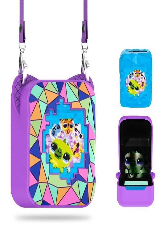 Taladad Silicone Cover Case for Bitzee Magicals Interactive Toy Digital Pet and Case,Case with Lanyard,Protective Case Holder Skin for Bitzee Virtual Electronic Pets for Girls & Boys Purple - Image 1