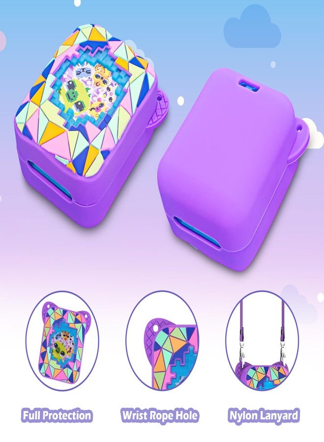 Taladad Silicone Cover Case for Bitzee Magicals Interactive Toy Digital Pet and Case,Case with Lanyard,Protective Case Holder Skin for Bitzee Virtual Electronic Pets for Girls & Boys Purple - Image 5