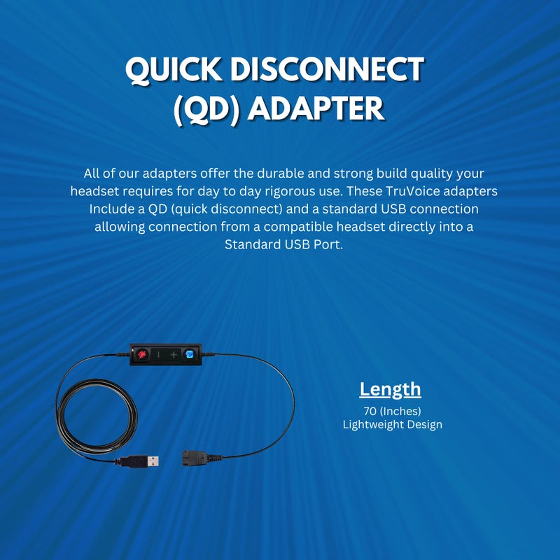 TruVoice USB Adapter Compatible with Any Jabra Quick Disconnect (QD) Wired Headset and Includes Volume Control and Mute Functionality (Connects Headset to PC, Laptop and Softphones) - Image 4