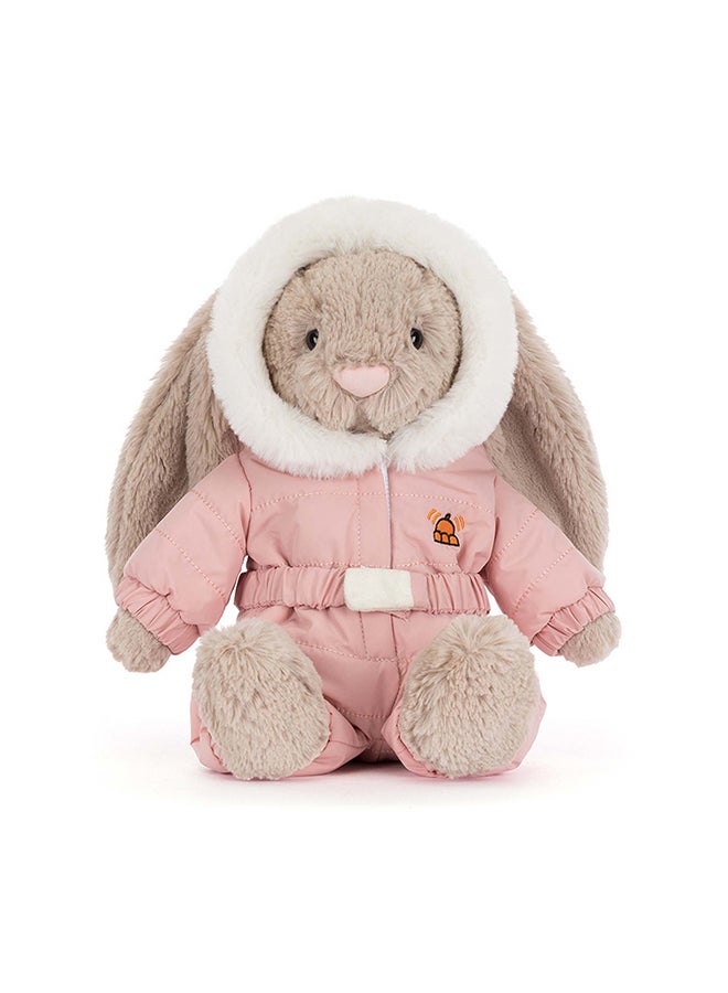 Jellycat Bashful Bunny Snow Suit Plush Toy 23cm Sitting Height – Soft Bunny in Pink Winter Outfit with Hood for Kids, Seasonal Gifts and Nursery Display - Image 1