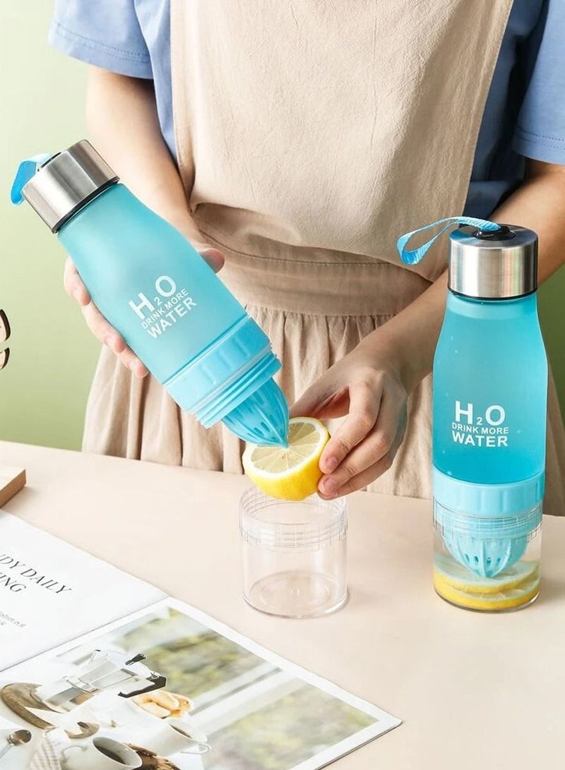 Sports Water Bottle For Healthy and Stylish Lifestyle, Gym Water Bottle, Yoga Workout Water Bottle, Perfect For Detox Water, Healthy Drinks, Fitness, Travel, 650 ml Fruit Infuser Bottle With Carrying Strap - Image 2
