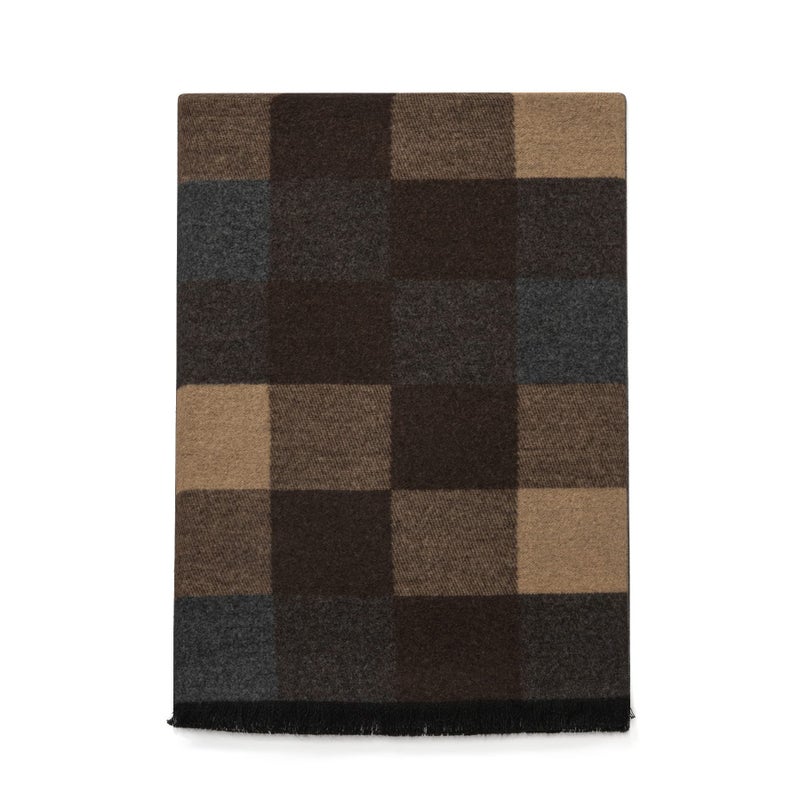 Lindoro Pure Wool Checked Scarf (Camel Multi Checked) - Image 2