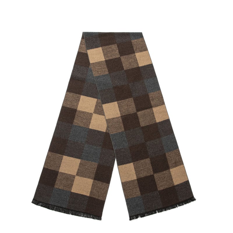 Lindoro Pure Wool Checked Scarf (Camel Multi Checked) - Image 1