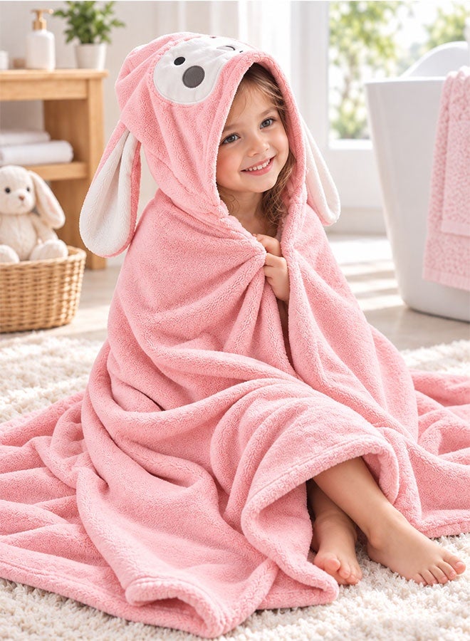 Super ZYouth Kids Hooded Bath Towel, Soft & Absorbent Bunny Hooded Towel with Snap Buttons, Fluffy Quick-Dry Bath Wrap for Babies & Children - Image 1