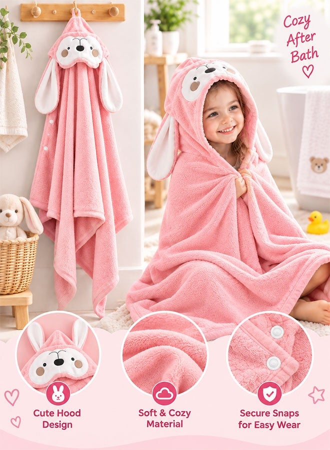 Super ZYouth Kids Hooded Bath Towel, Soft & Absorbent Bunny Hooded Towel with Snap Buttons, Fluffy Quick-Dry Bath Wrap for Babies & Children - Image 3