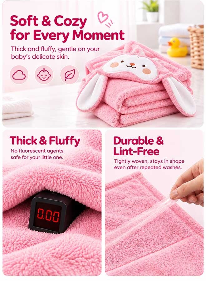 Super ZYouth Kids Hooded Bath Towel, Soft & Absorbent Bunny Hooded Towel with Snap Buttons, Fluffy Quick-Dry Bath Wrap for Babies & Children - Image 5