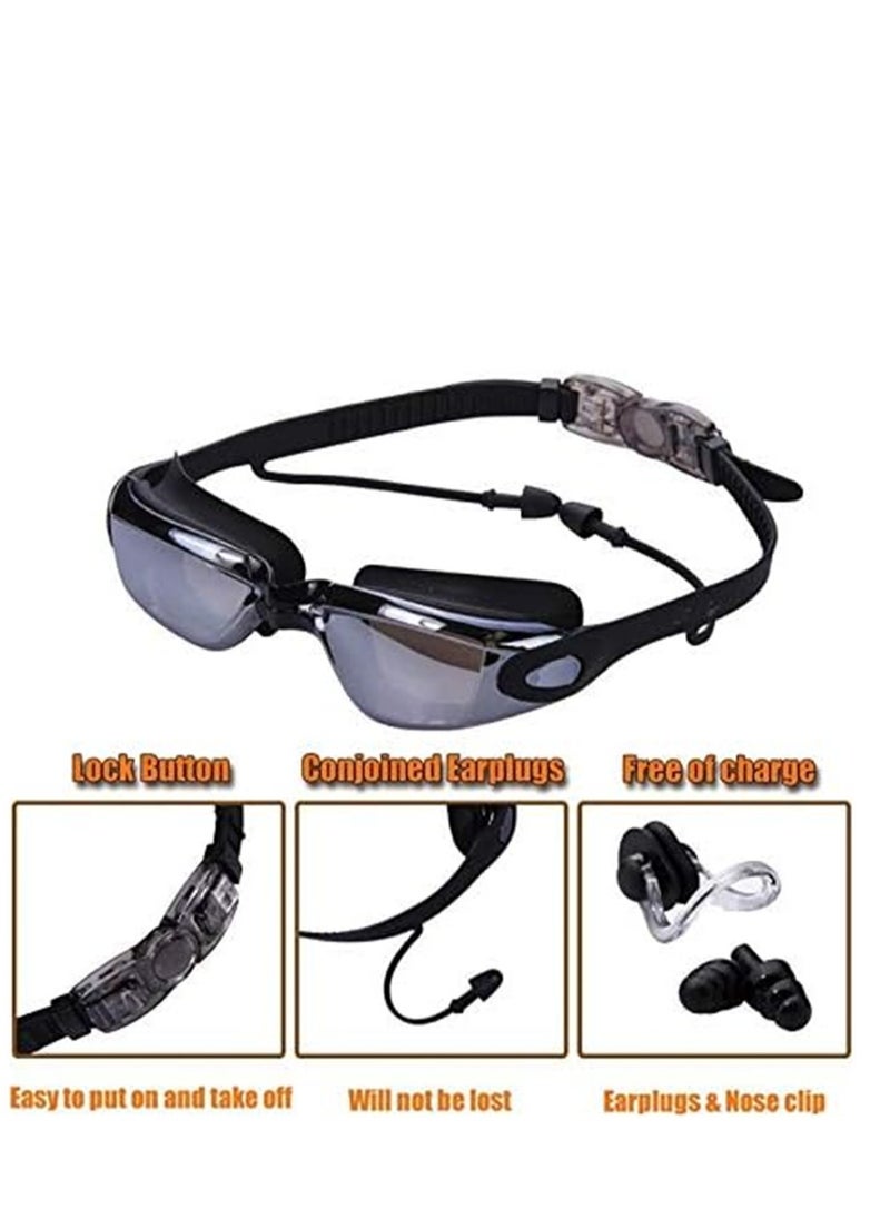 Swim Goggles and Cap Set 4 in 1, UV 400 Protection Lenses Clear Anti-Fog Swimming Goggles Waterproof No Leaking with Nose Clip + Ear Plugs for Adult Men Women - pzsku/Z8AA257C7F19D186F4DEDZ/45/_/1721982640/f4c41901-b131-4247-8bab-cb583959a671