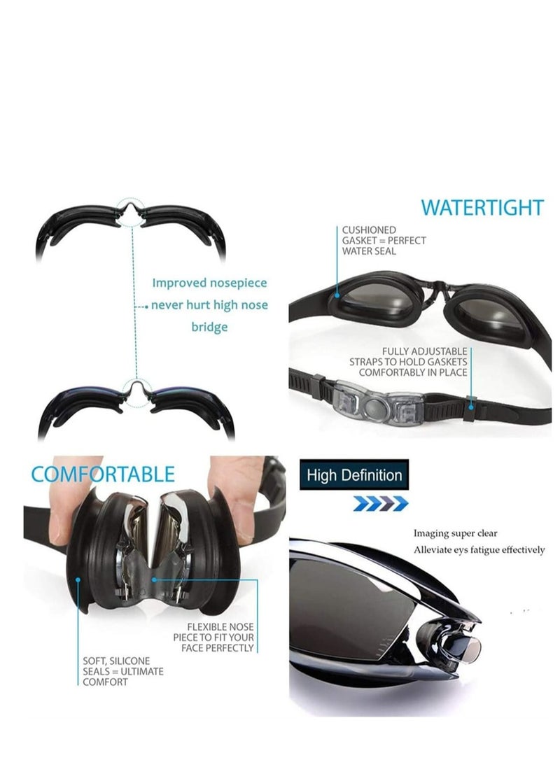 Swim Goggles and Cap Set 4 in 1, UV 400 Protection Lenses Clear Anti-Fog Swimming Goggles Waterproof No Leaking with Nose Clip + Ear Plugs for Adult Men Women - pzsku/Z8AA257C7F19D186F4DEDZ/45/_/1721982643/6a1d2d83-f16d-47c8-8986-b4df9d577929