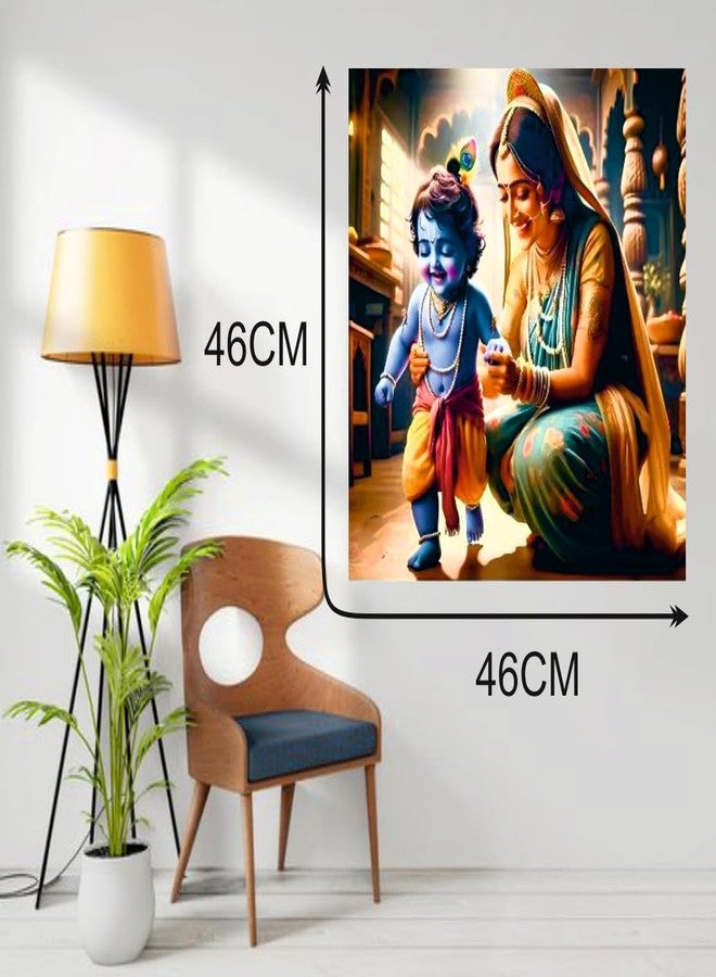 Techgifti ملصق حائط Techgifti Baby Blue Krishna And yashoda Maa Chalna لغرفة الصلاة، المكتب، غرفة الأطفال (المقاس - 46 سم × 46 سم) - Image 4