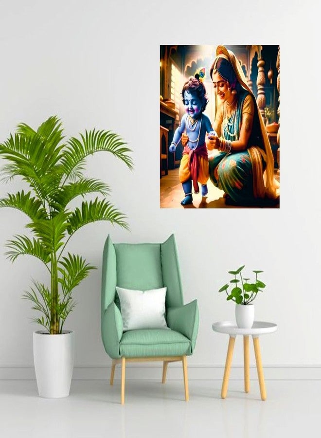 Techgifti ملصق حائط Techgifti Baby Blue Krishna And yashoda Maa Chalna لغرفة الصلاة، المكتب، غرفة الأطفال (المقاس - 46 سم × 46 سم) - Image 2