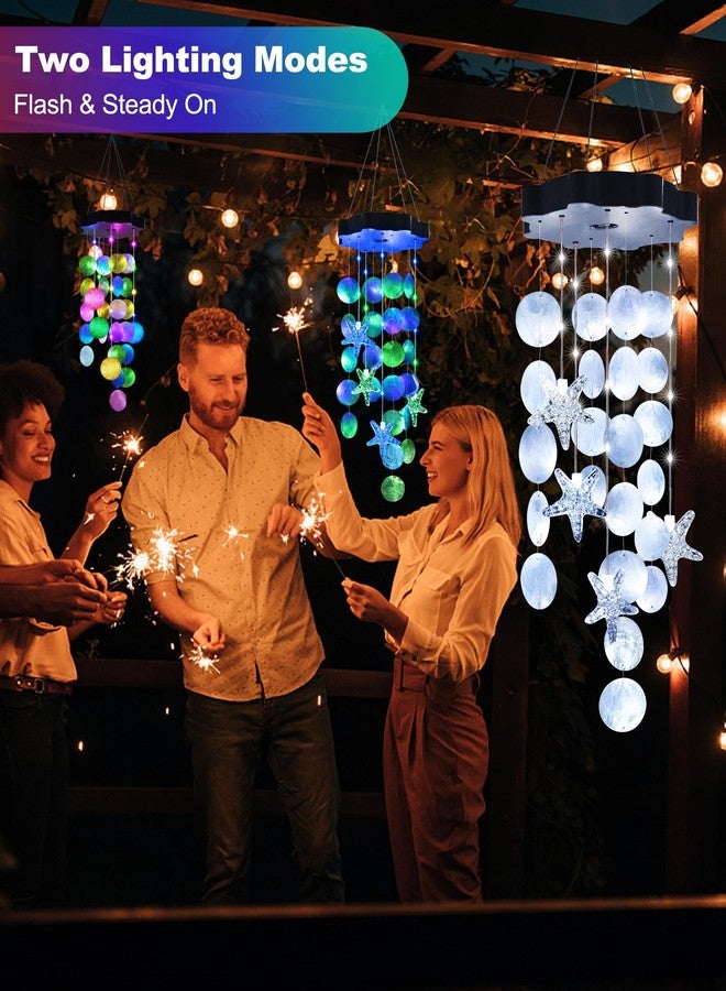 Toodour Solar Wind Chimes for Outside, Shells Light Gifts for Mom Grandma Women Wife Girls, Waterproof Solar Outdoor Decorative Mobile Light for Holiday Garden Porch Yard Window Outdoor Decor (White) - Image 2