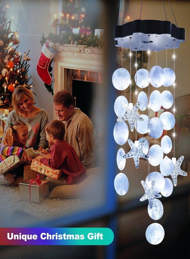 Toodour Solar Wind Chimes for Outside, Shells Light Gifts for Mom Grandma Women Wife Girls, Waterproof Solar Outdoor Decorative Mobile Light for Holiday Garden Porch Yard Window Outdoor Decor (White) - Image 4