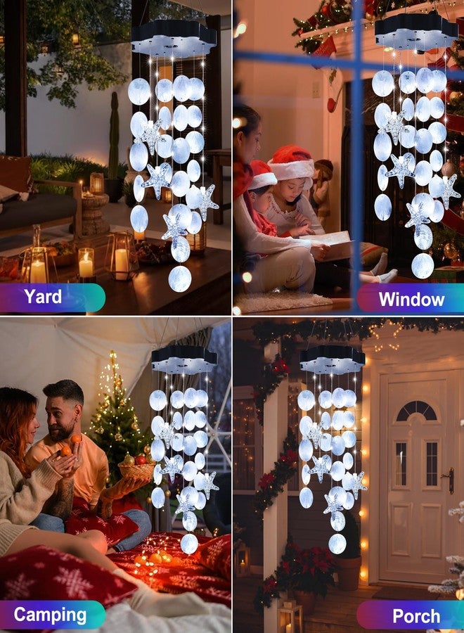Toodour Solar Wind Chimes for Outside, Shells Light Gifts for Mom Grandma Women Wife Girls, Waterproof Solar Outdoor Decorative Mobile Light for Holiday Garden Porch Yard Window Outdoor Decor (White) - Image 5