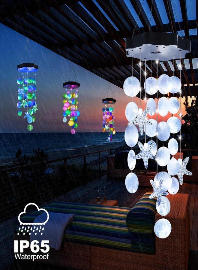 Toodour Solar Wind Chimes for Outside, Shells Light Gifts for Mom Grandma Women Wife Girls, Waterproof Solar Outdoor Decorative Mobile Light for Holiday Garden Porch Yard Window Outdoor Decor (White) - Image 3