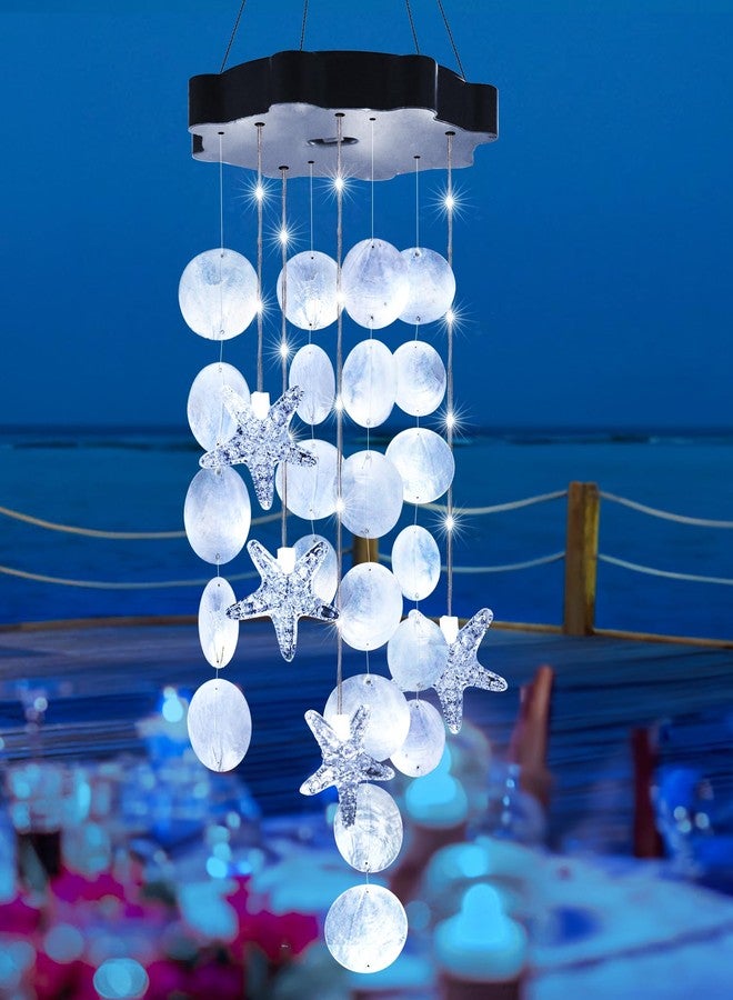 Toodour Solar Wind Chimes for Outside, Shells Light Gifts for Mom Grandma Women Wife Girls, Waterproof Solar Outdoor Decorative Mobile Light for Holiday Garden Porch Yard Window Outdoor Decor (White) - Image 1