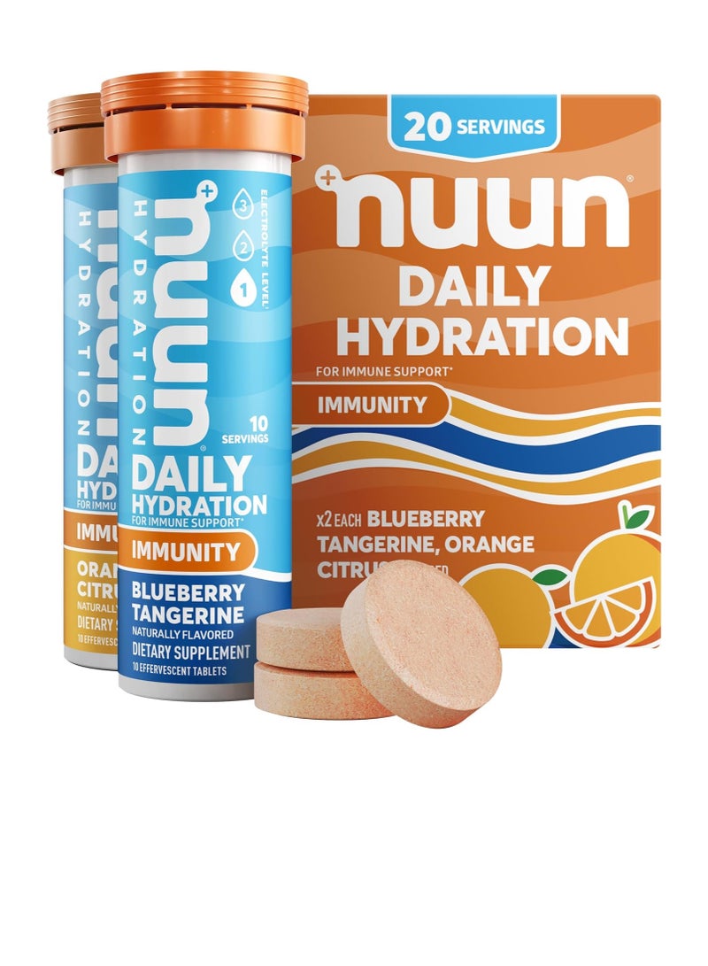 Nuun Immunity: Immune Support Hydration Supplement, Electrolytes, Antioxidants, Vitamin C, Zinc, Turmeric, Elderberry, Ginger, Echinacea - Blueberry Tangerine + Orange Citrus - 2 Tubes (20 Servings) - Image 1